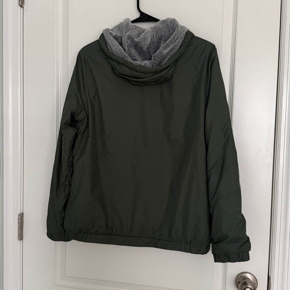Free Country Olive Green Hooded Fleece Faux Fur Jacket Sz S - Picture 5 of 11